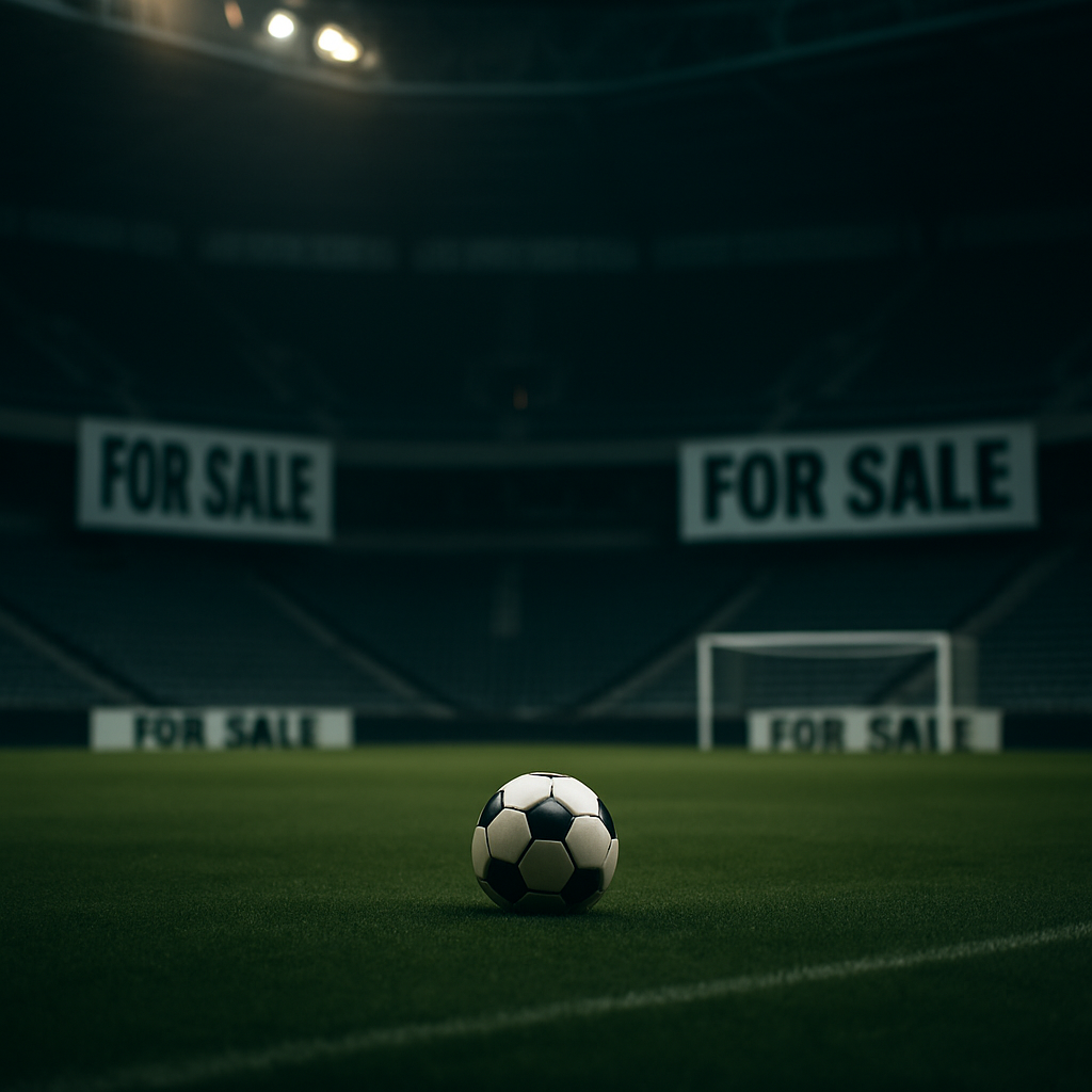 An image capturing the financial challenges faced by European football clubs with an empty